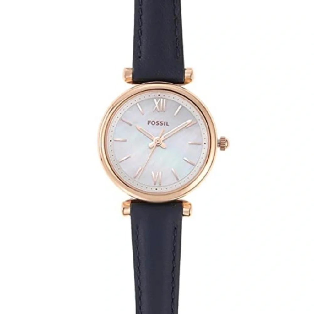 Fossil Women's Mini Stainless Steel and Leather Quartz Watch Navy blue leather - Picture 4 of 5